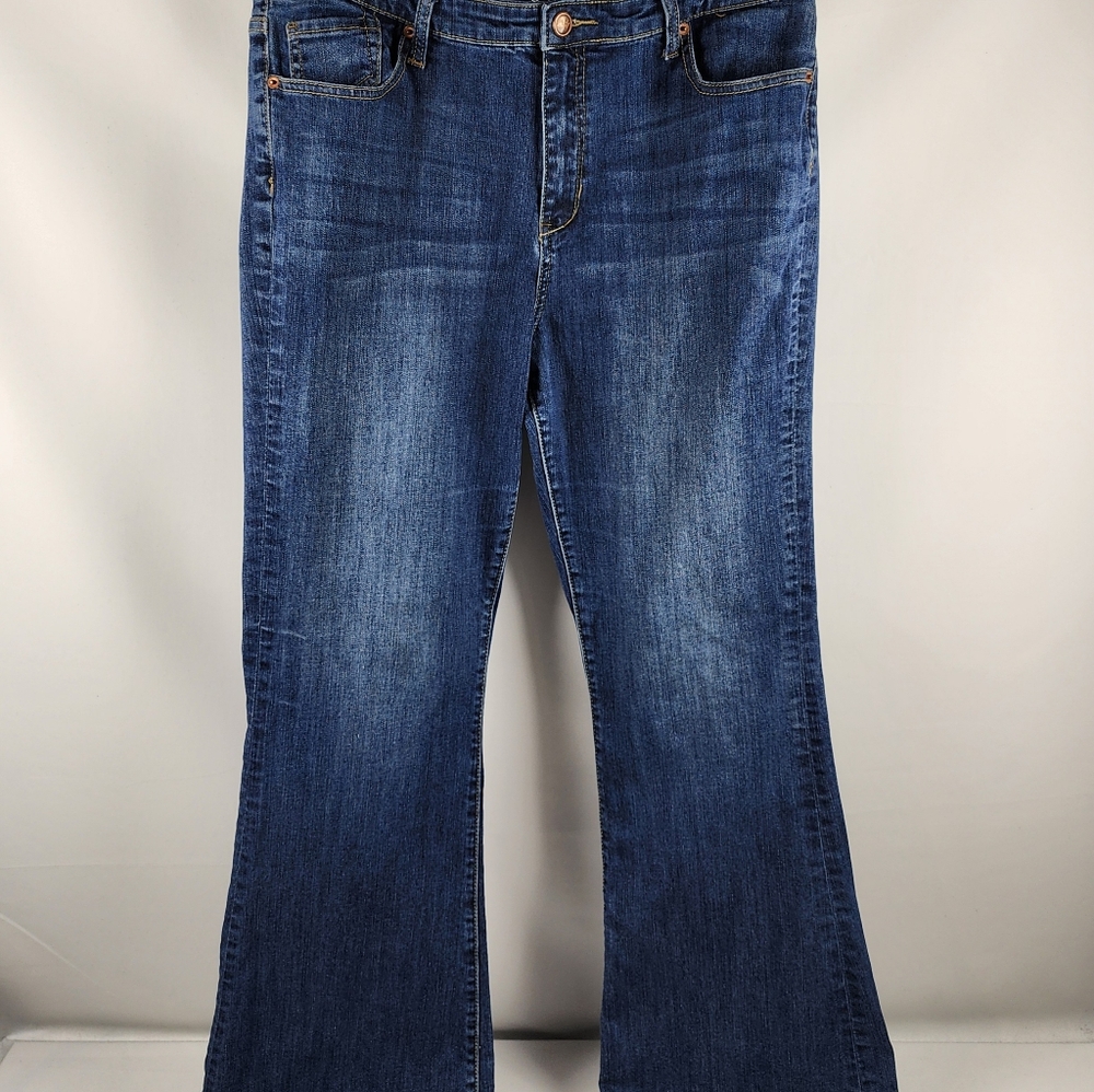 Seven7 Studio Jeans Womens 16 Dark Wash High Rise Wide Leg Flare Denim (36x32)
